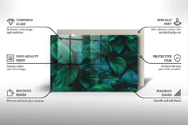 Főzőlap védő üveglap Dzsungel levelei