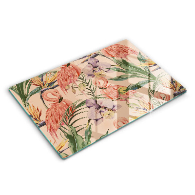 Tűzhelyvédő üveglap Flamingók illusztráció