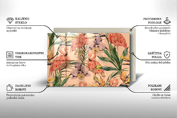 Tűzhelyvédő üveglap Flamingók illusztráció