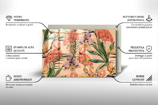 Tűzhelyvédő üveglap Flamingók illusztráció