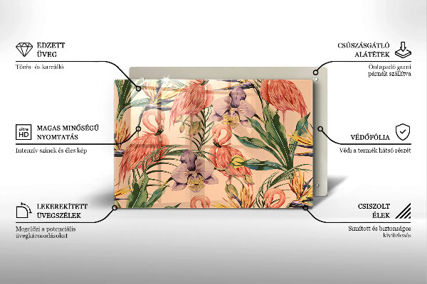 Tűzhelyvédő üveglap Flamingók illusztráció