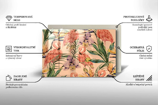 Tűzhelyvédő üveglap Flamingók illusztráció