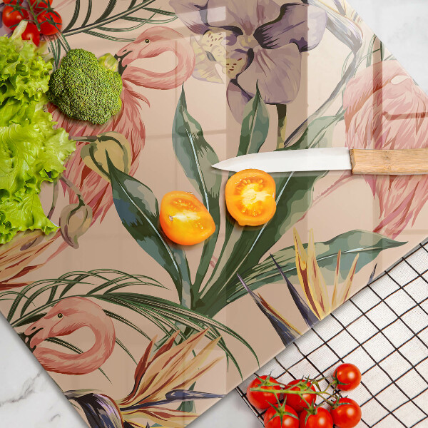 Tűzhelyvédő üveglap Flamingók illusztráció