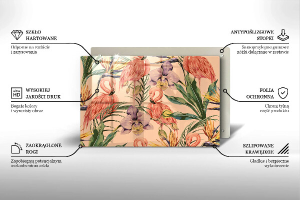 Tűzhelyvédő üveglap Flamingók illusztráció