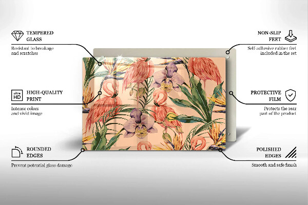 Tűzhelyvédő üveglap Flamingók illusztráció