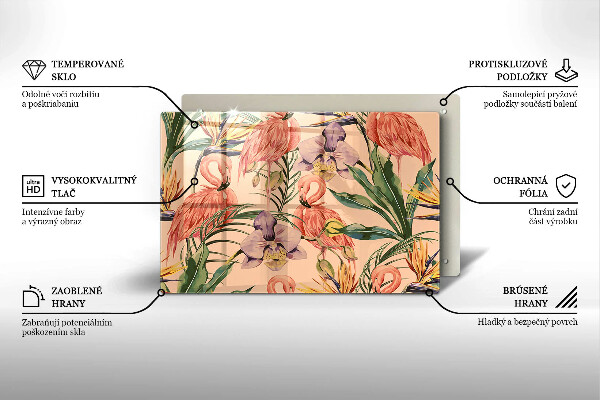 Tűzhelyvédő üveglap Flamingók illusztráció