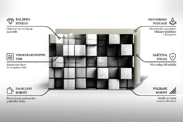 Tűzhelyvédő üveglap Absztrakt 3D négyzetek