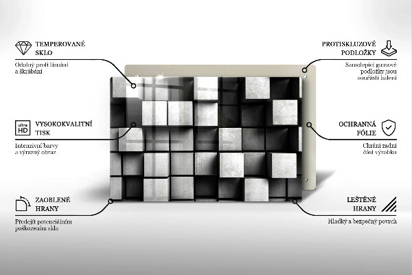 Tűzhelyvédő üveglap Absztrakt 3D négyzetek