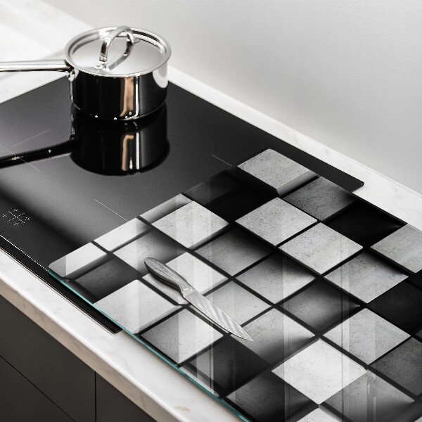 Tűzhelyvédő üveglap Absztrakt 3D négyzetek