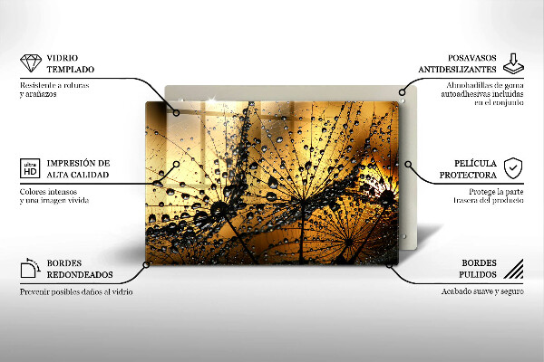 Tűzhelyvédő üveglap Harmat és pitypang