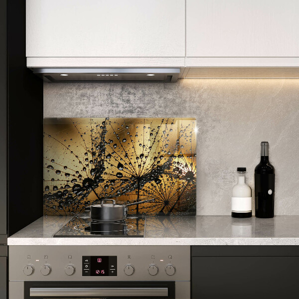 Tűzhelyvédő üveglap Harmat és pitypang