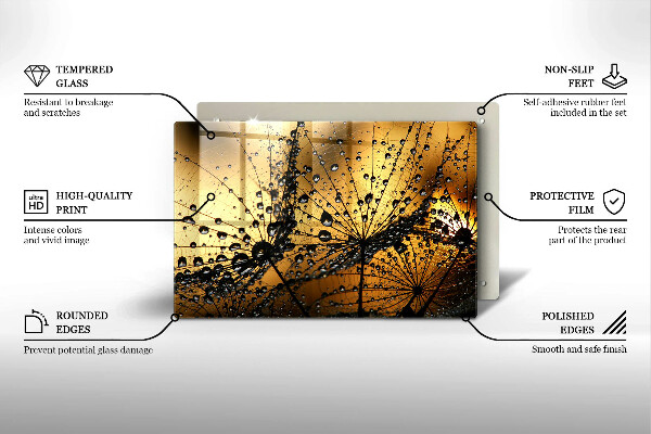 Tűzhelyvédő üveglap Harmat és pitypang