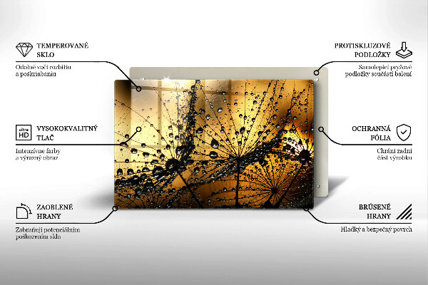 Tűzhelyvédő üveglap Harmat és pitypang