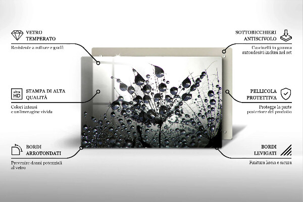 Tűzhelyvédő üveglap Pitypang és harmat