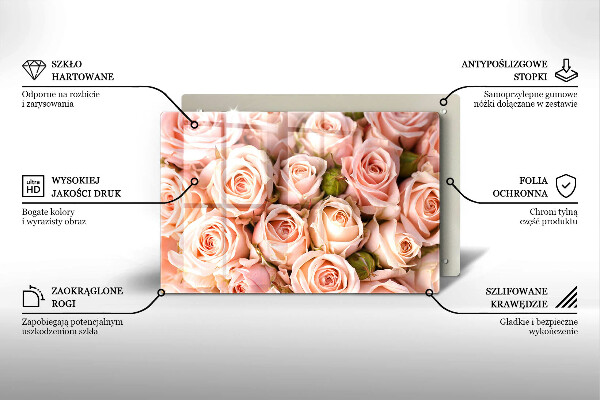 Tűzhelyvédő üveglap Csokor finom rózsa