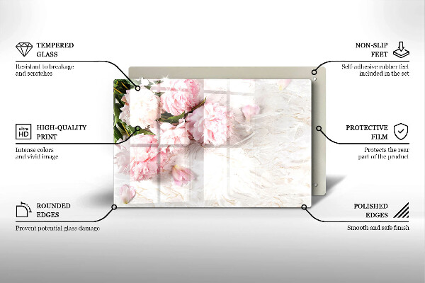 Főzőlap védő üveglap Finom rózsa virágok