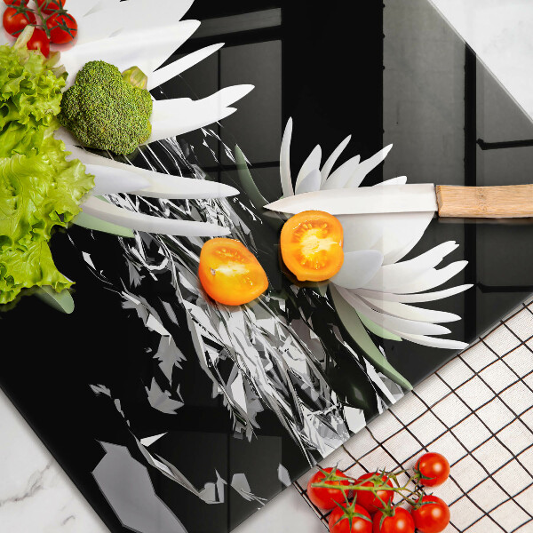 Tűzhelyvédő üveglap Fehér liliomok a vízen