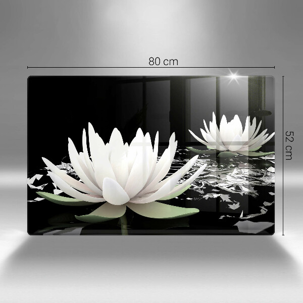 Tűzhelyvédő üveglap Fehér liliomok a vízen