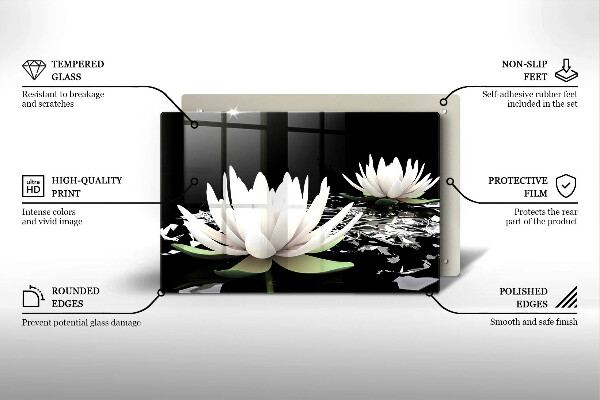 Tűzhelyvédő üveglap Fehér liliomok a vízen