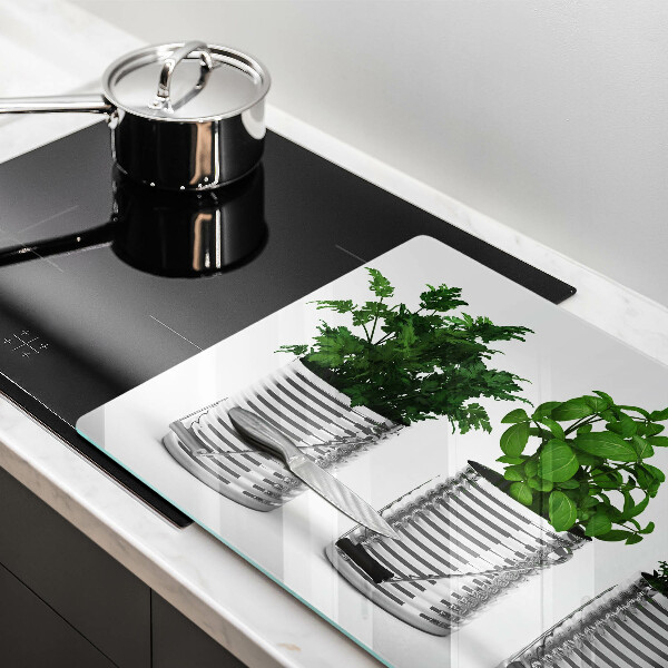 Főzőlap védő üveglap Cserép fűszernövények