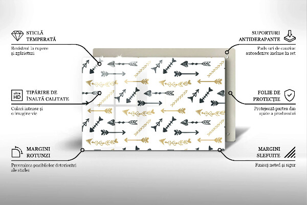 Főzőlap védő üveglap Boho nyilak minta