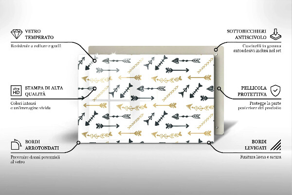 Főzőlap védő üveglap Boho nyilak minta