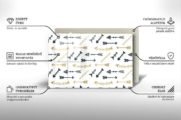 Főzőlap védő üveglap Boho nyilak minta