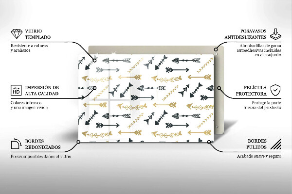 Főzőlap védő üveglap Boho nyilak minta