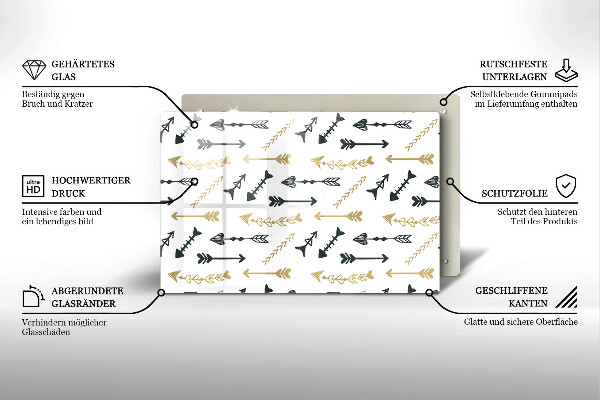 Főzőlap védő üveglap Boho nyilak minta