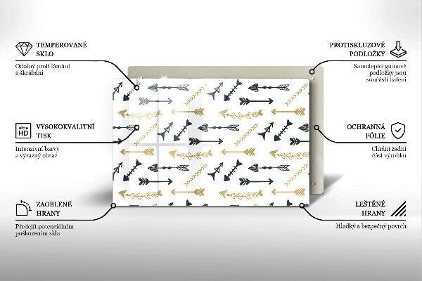 Főzőlap védő üveglap Boho nyilak minta