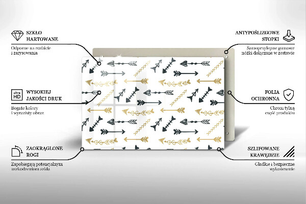 Főzőlap védő üveglap Boho nyilak minta