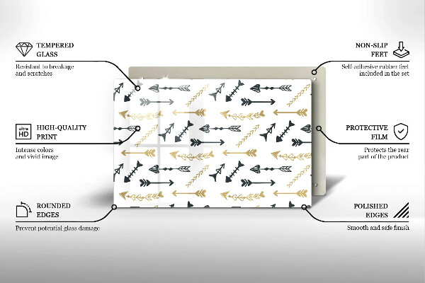 Főzőlap védő üveglap Boho nyilak minta