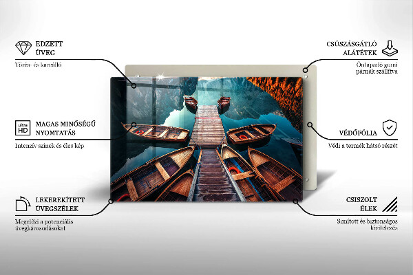 Főzőlap védő üveglap Csónakok a tavon