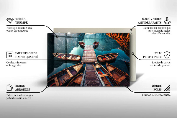 Főzőlap védő üveglap Csónakok a tavon