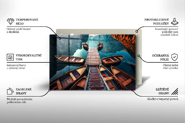 Főzőlap védő üveglap Csónakok a tavon