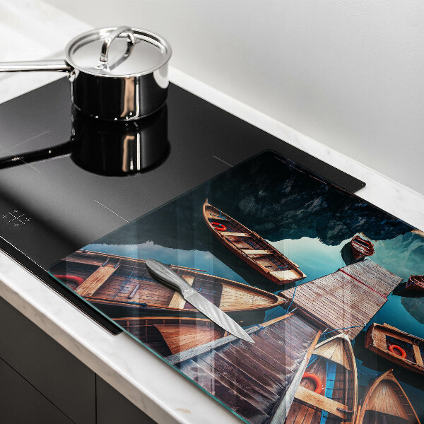 Főzőlap védő üveglap Csónakok a tavon