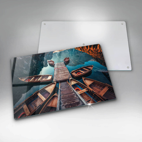 Főzőlap védő üveglap Csónakok a tavon