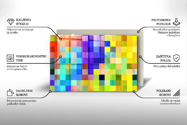 Főzőlap védő üveglap Színes pixel négyzetek