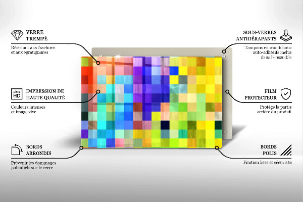 Főzőlap védő üveglap Színes pixel négyzetek