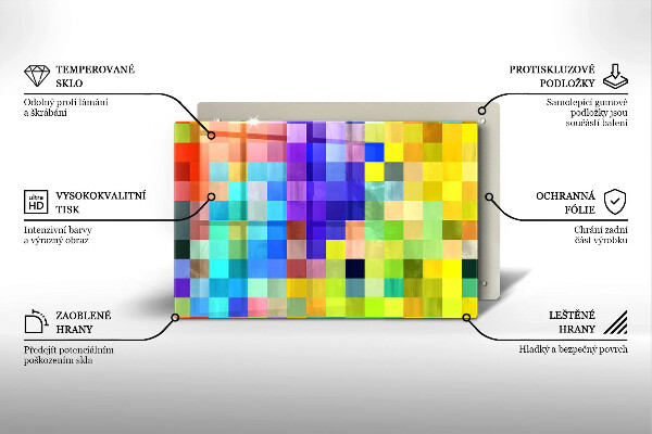 Főzőlap védő üveglap Színes pixel négyzetek