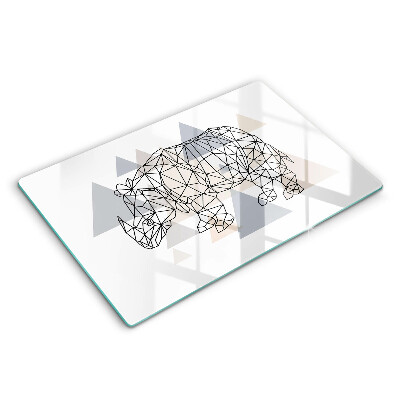 Főzőlap védő üveglap Line art orrszarvú