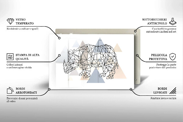 Főzőlap védő üveglap Line art orrszarvú
