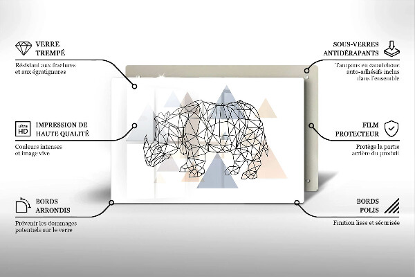 Főzőlap védő üveglap Line art orrszarvú
