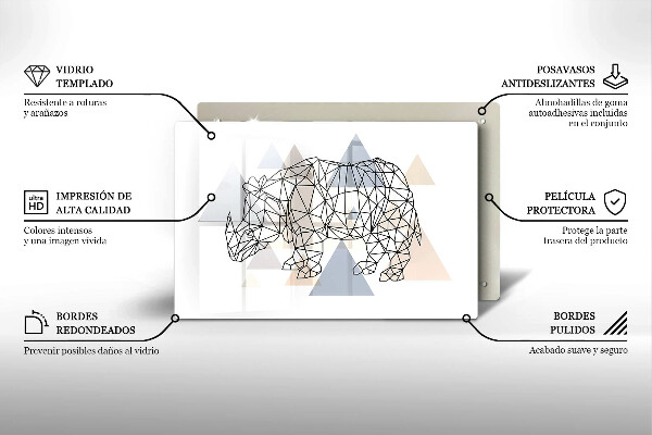 Főzőlap védő üveglap Line art orrszarvú