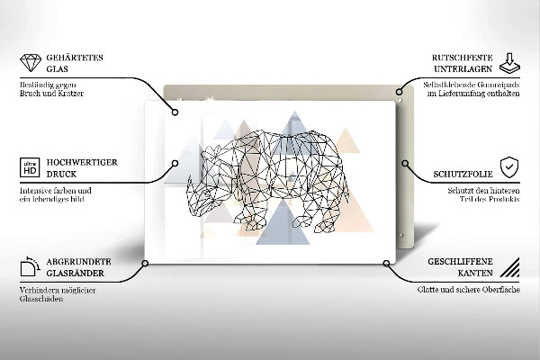 Főzőlap védő üveglap Line art orrszarvú