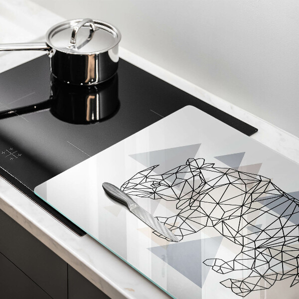 Főzőlap védő üveglap Line art orrszarvú