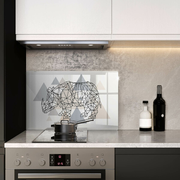 Főzőlap védő üveglap Line art orrszarvú