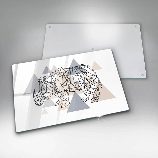 Főzőlap védő üveglap Line art orrszarvú