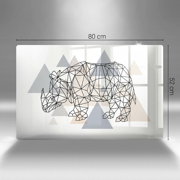 Főzőlap védő üveglap Line art orrszarvú
