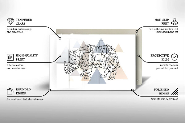 Főzőlap védő üveglap Line art orrszarvú